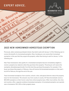 Homestead Exemption 2023