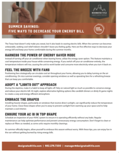 Summer Savings: Five Ways to Decrease Your Energy Bill