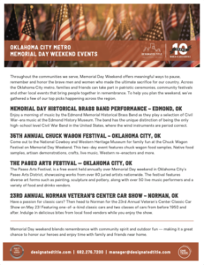 Oklahoma City Metro Memorial Day Weekend Events