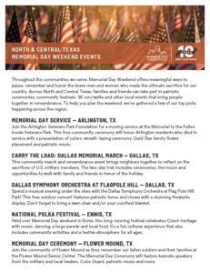 North & Central Texas Memorial Day Weekend Events